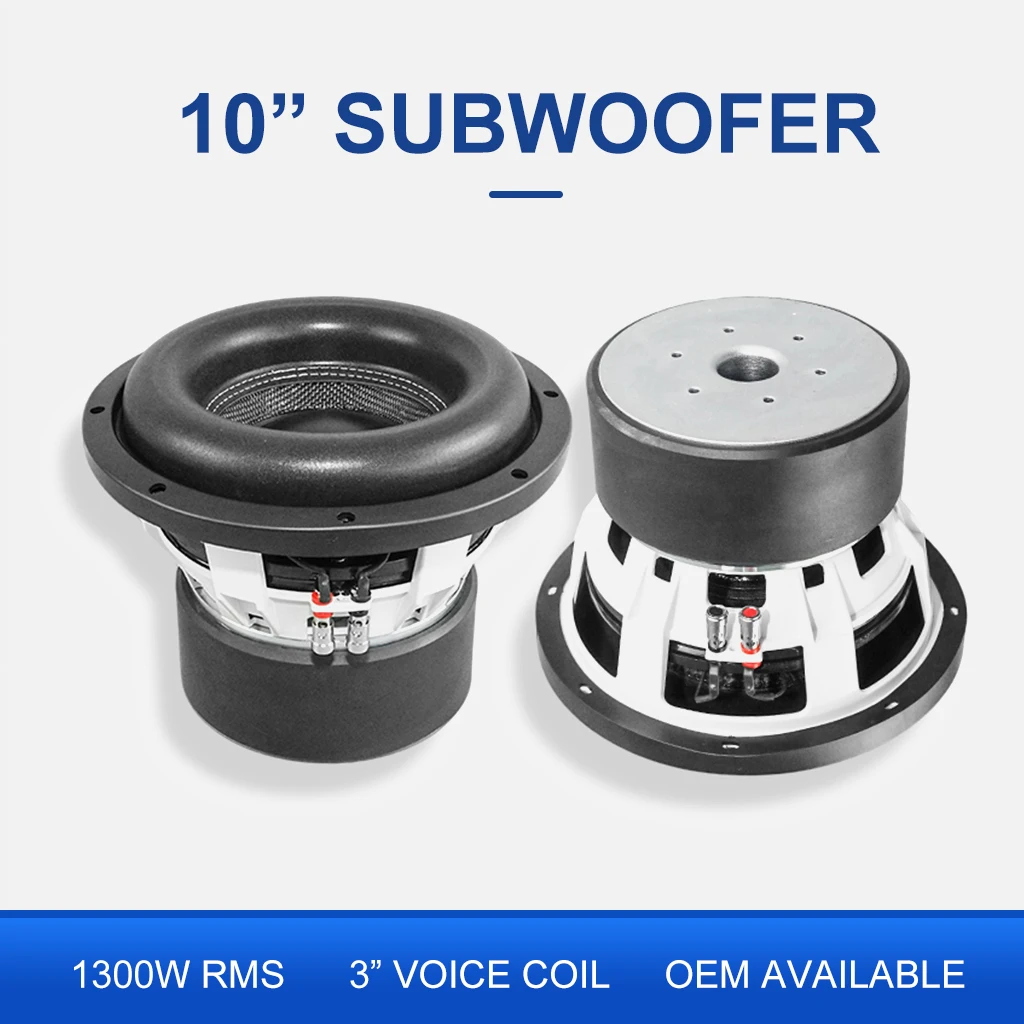 Factory SUB-1010A-1300W 10-Inch 1300W  Universal Fitment Car Audio Subwoofer with Aluminum Basket Dual Coil for Retrofit/Upgrade