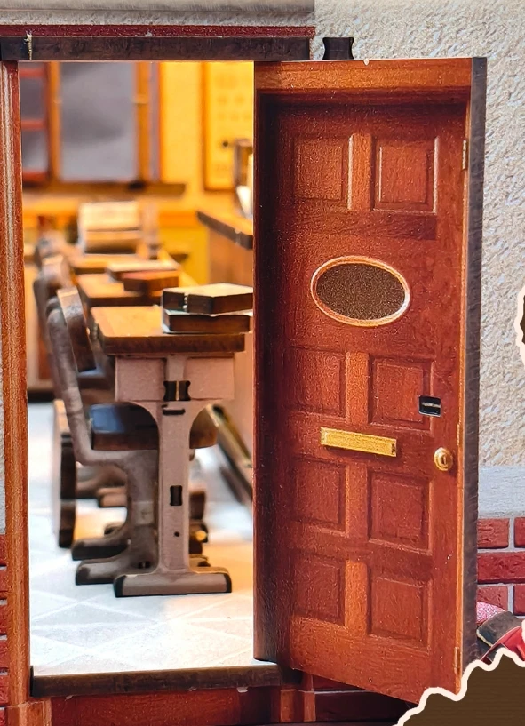 product diy wooden dollhouse miniature kit   student book nook  kids doll house with wooden architecture for creative building-9