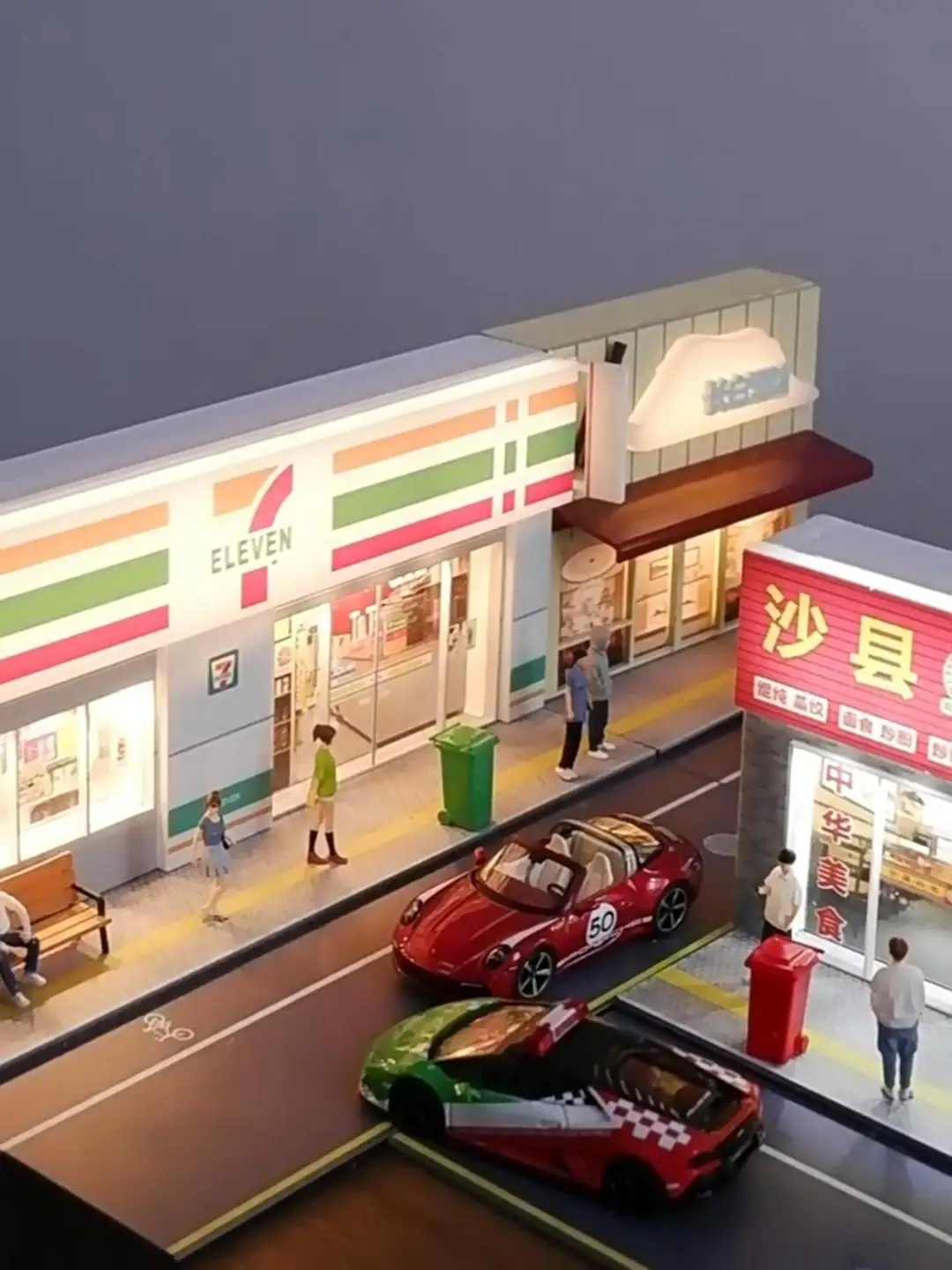New 1:64 Scale Diecast Parking Spaces Lot Scene With Led Lighting Pvc ...