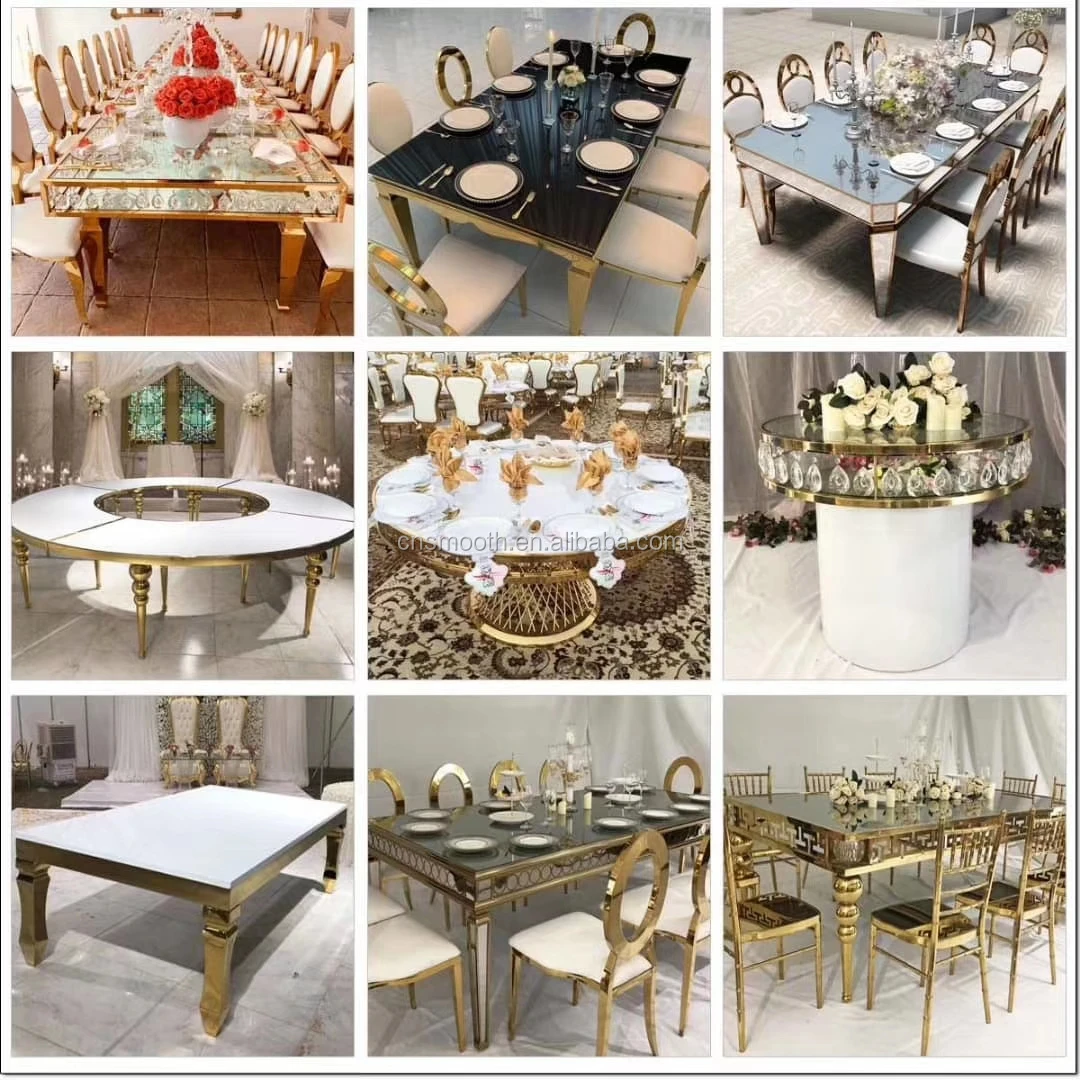 Luxury Golden Moon Table Half Round Stainless Steel Wedding Dining Table for Events