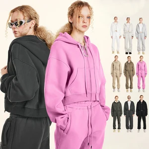 Huili 2025 Winter Europe and America Y2K Custom Print Hoodie Heavyweight Cotton Women's Universal Cropped Zip up Hoodie