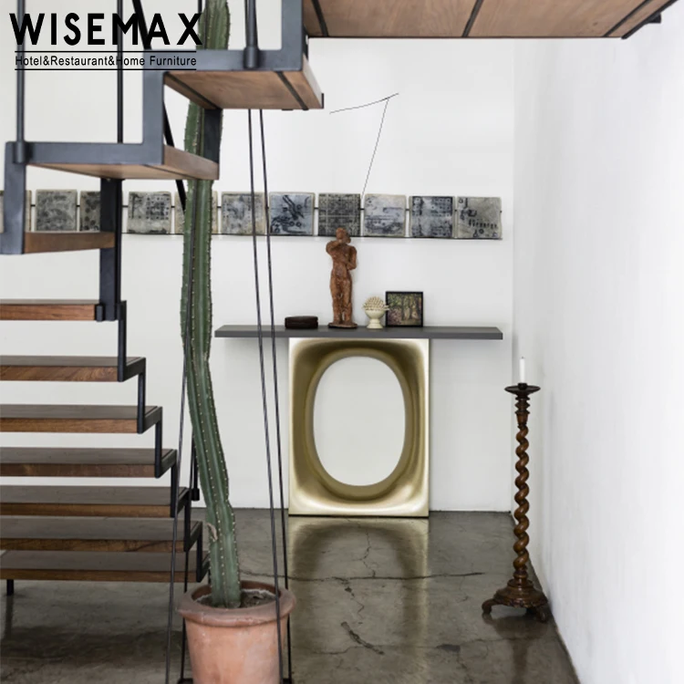 WISEMAX FURNITURE Light Luxury Modern Nordic Table for Living Room Hotel Marble and Fiber Glass Console Table