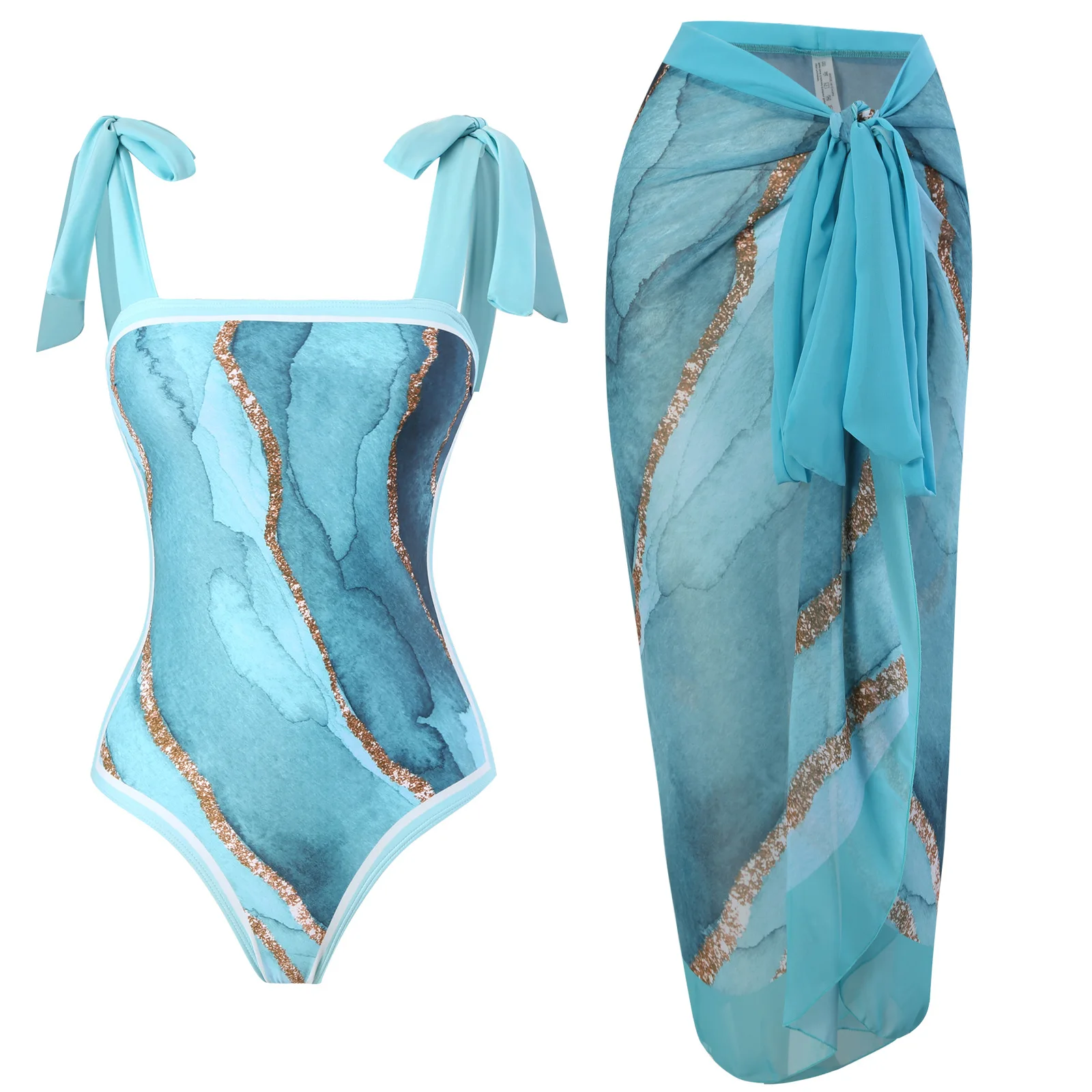 Custom LOGO Print Designer 2 Piece Set Sexy Women Swimsuit Cover up Skirt String Bikini Beachwear Fitness Swimwear