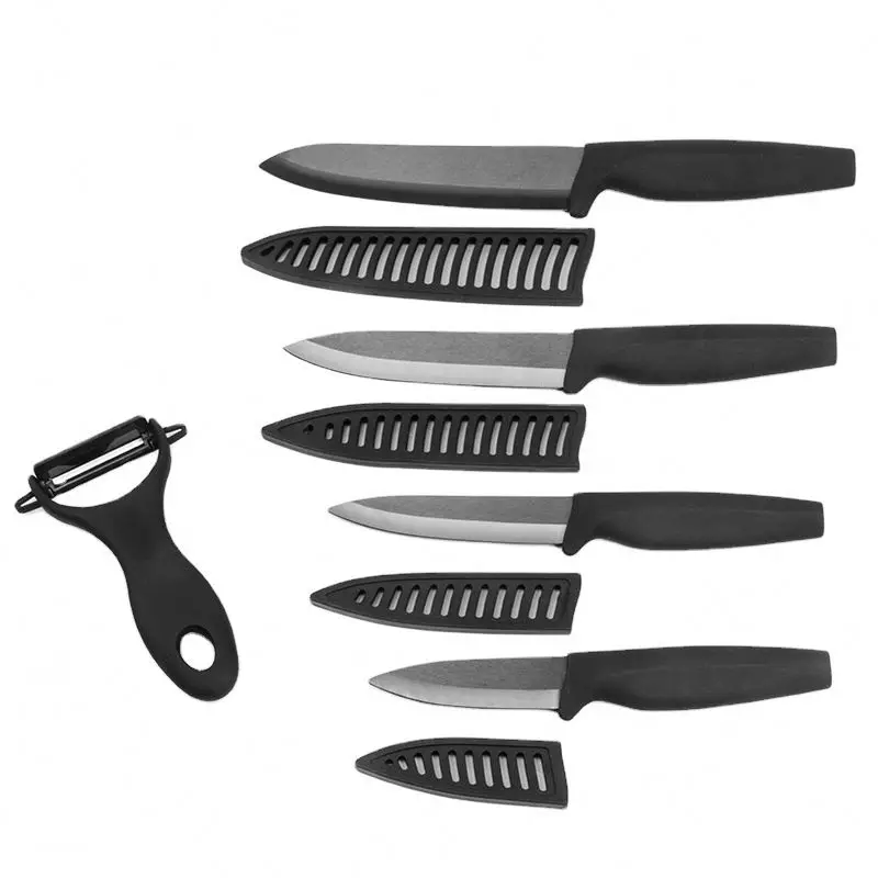 High Quality Professional Stainless Steel Knives Black Color Ceramic Coating Kitchen Chef Knife Set