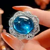 Bague cristal pointu bleu