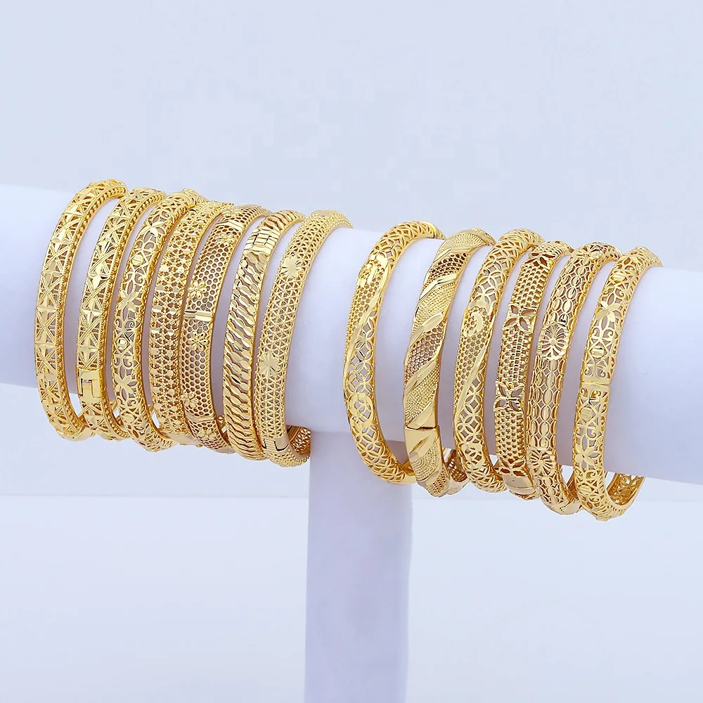 Wholesale Indian Arabic Dubai Bride Wedding Bangles 24k Gold Plated ...