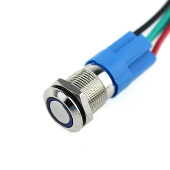 Flat type with  LED ring Lamp momentary Metal Push Button Switch of 12mm