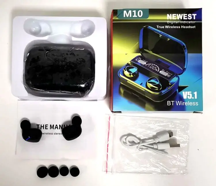 M10 Tws Wireless Earphones Sports Waterproof Touch Headset Led Display