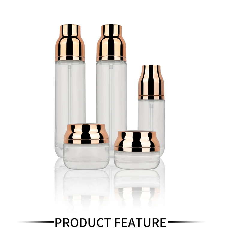 High quality frost round glass foundation bottle skincare cream jar cosmetic lotion bottle with gold cap supplier