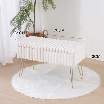 High Quality Modern Faux Fur Flip Top Storage Bench Bed End Stool Foot Rest for Bedroom and Living Room Entryway