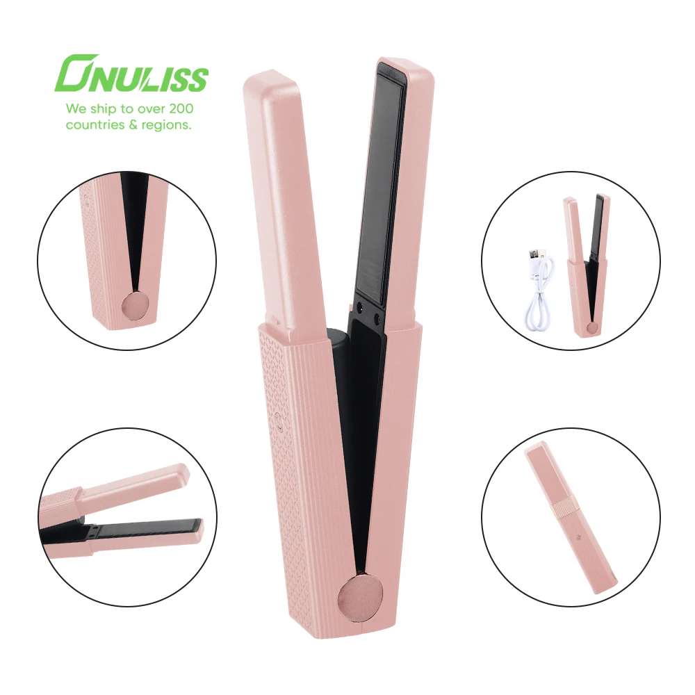 2 in 1 Adjustable Temperature Hair Curler and Straightener Cordless Flat Iron Professional Hair Straightener