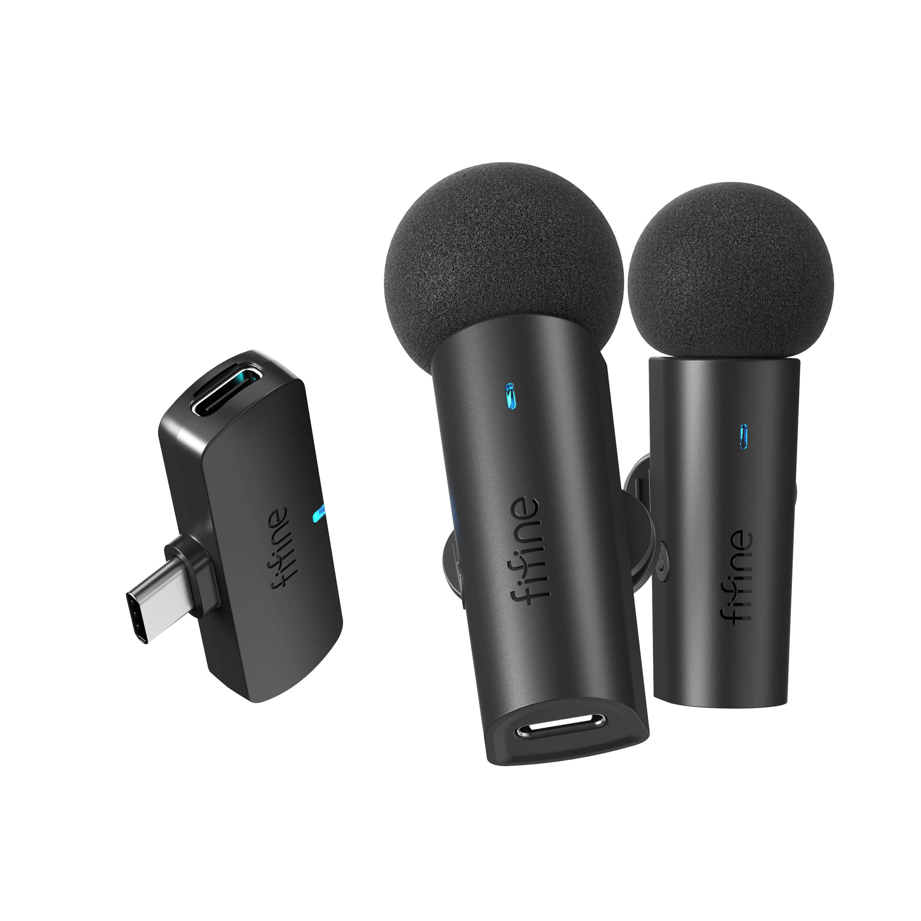 For Fifine M8 2-in-1 Clip-on Lapel Microphone Wireless Omnidirectional Microfono Inalambrico Mini Microfone for Recording