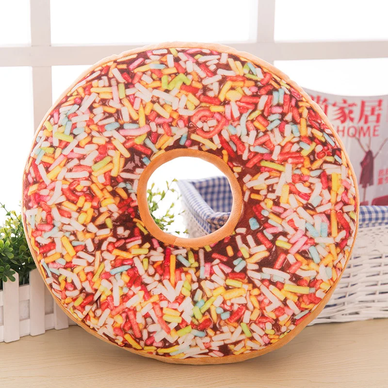 1pc Creative Donut Shaped Plush Toy Pillow Cushion With One Hole