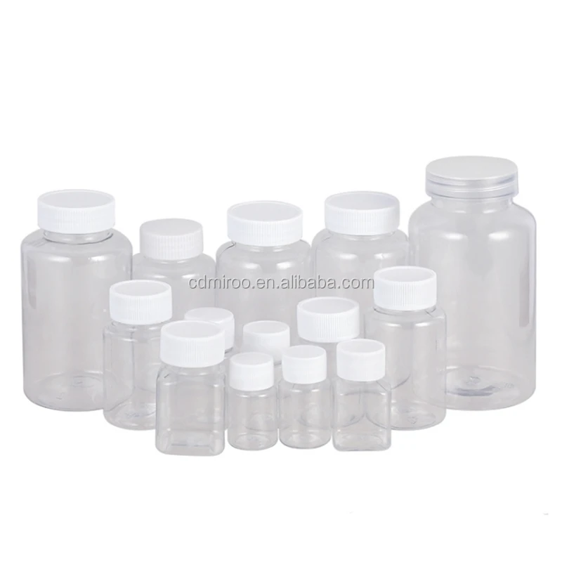 5pcs Clear Pill Plastic Medicine Bottles Empty Reagent Bottles