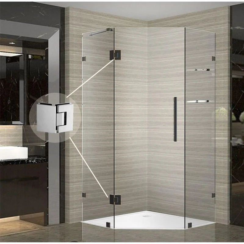Frameless 360 Degree Pivot One Way Black Bathroom Shower Screens Door Gate Clamp Hinge for 8 12 mm Toughened Glass