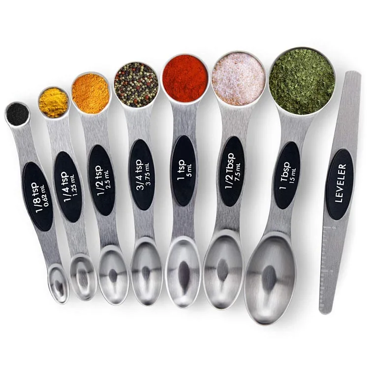 8Pcs/Set Magnetic Measuring Spoons Set With Leveler Stainless Steel Liquid  Ingredients Double Sided Measurement Set For Cooking - AliExpress