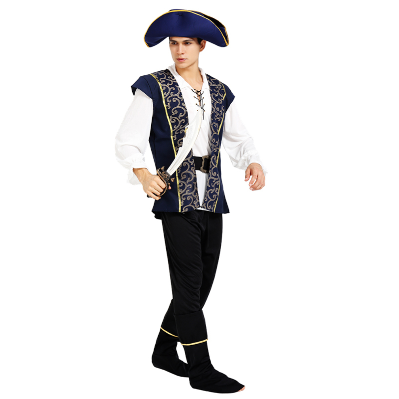 Unisex Adult Buccaneer Pirate Costume for TV Movie Cosplay Halloween Party with Character Pattern Pants Women's Dress
