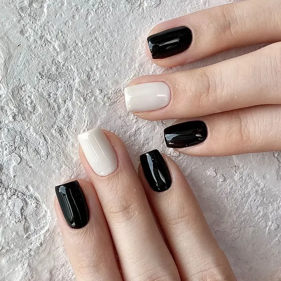 Simple Black White 2 Colors Gel Nail Polish 15ml Soak Uv Led Gel Nail