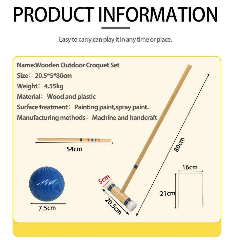 Great Quality Croquet Sets Gate Ball Mallet Entertainment Buy Kids