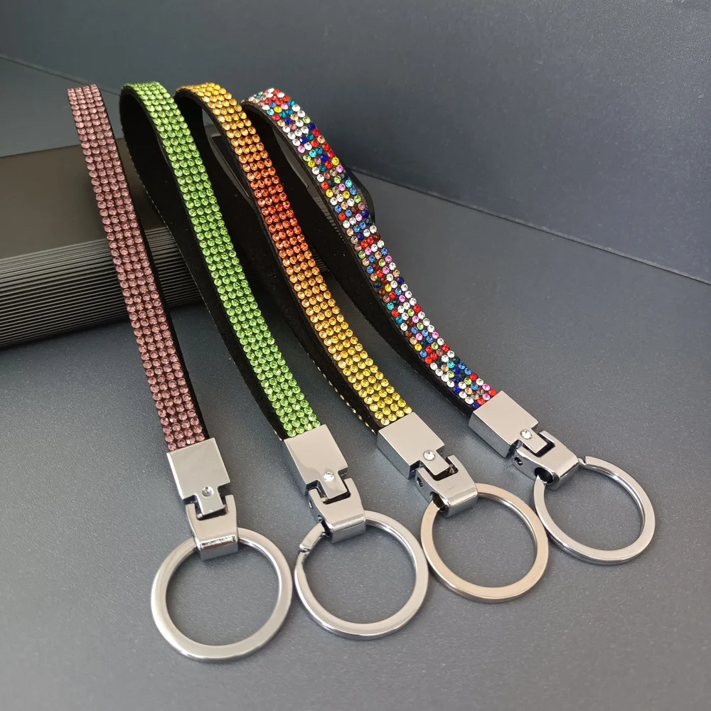 Bling Diamond Keychain Wristlet Glitter Keychain Ring Strap Rhinestone