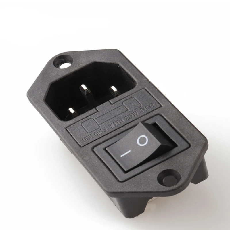 AC Power Socket With Lock Screw Female 3pin Power Socket With Fuse Black Rocker Switch