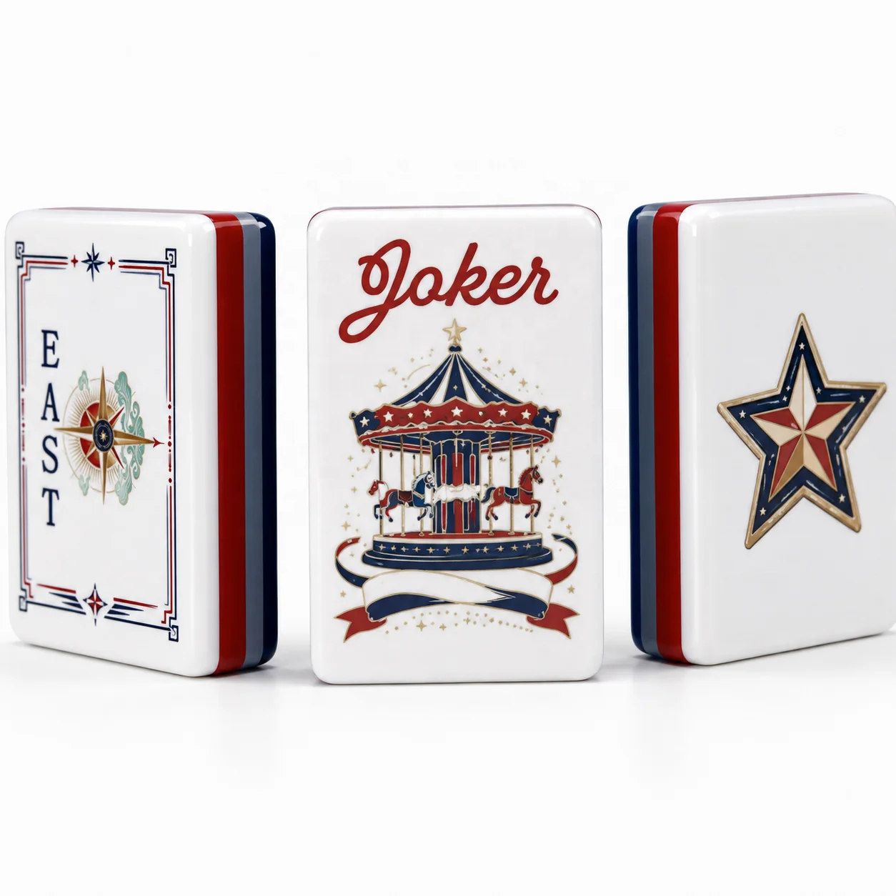 Luxury Modern Patriotic American Mahjong Tiles Acrylic Material Vintage USA National Symbol Pattern Mahjong Game Set Home Party