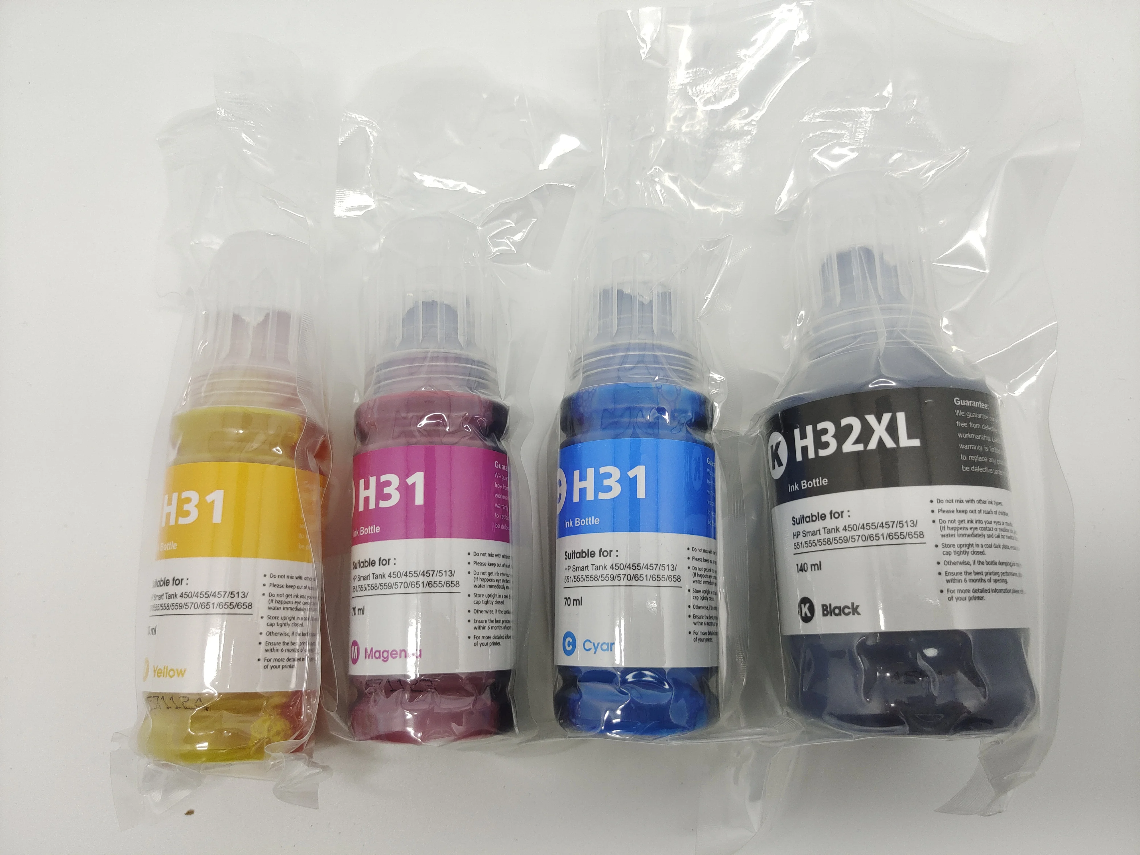 BR-H32XL Refill Ink Bottle for HP 32 32xl 31 Smart Tank Plus 551 555 559 570 571 651 655 4pcs/pack