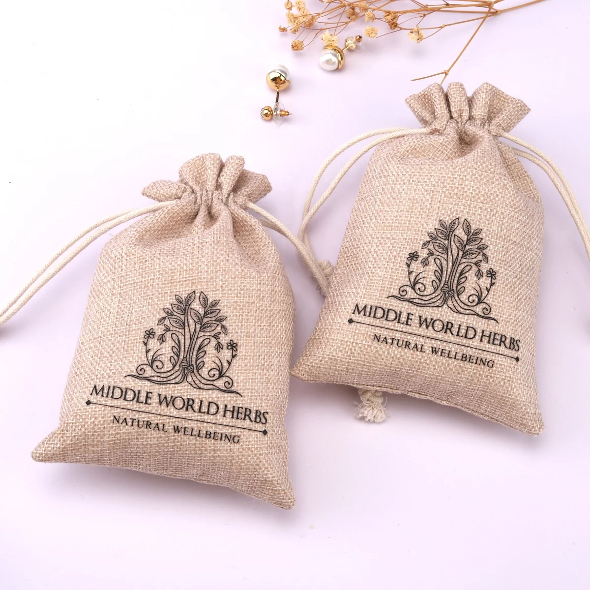 Wholesale Hangover Kit Bag Personalized Jute Fabric Pouch Small Drawstring  Bags