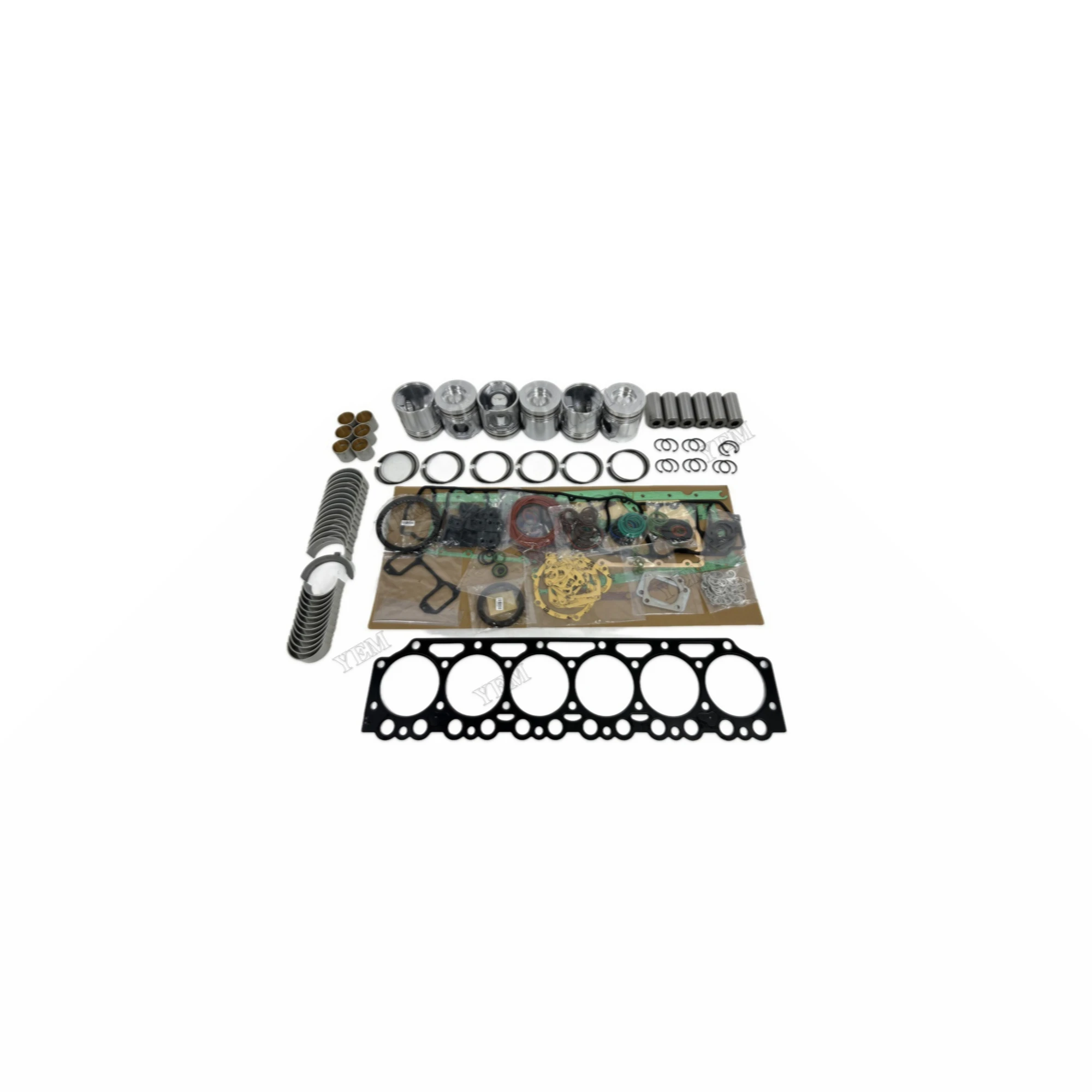Repair Kit With Head Gasket Set Cylinder Bearings Piston Rings Compatible for Volvo D7D Engine Rebuild Kit