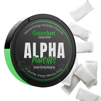 Custom Brand Nootropic Energy Pouches With L-Theanine L-Tyrosine Supplement Cognitive Enhance Alpha Caffeine Pouches for Workout