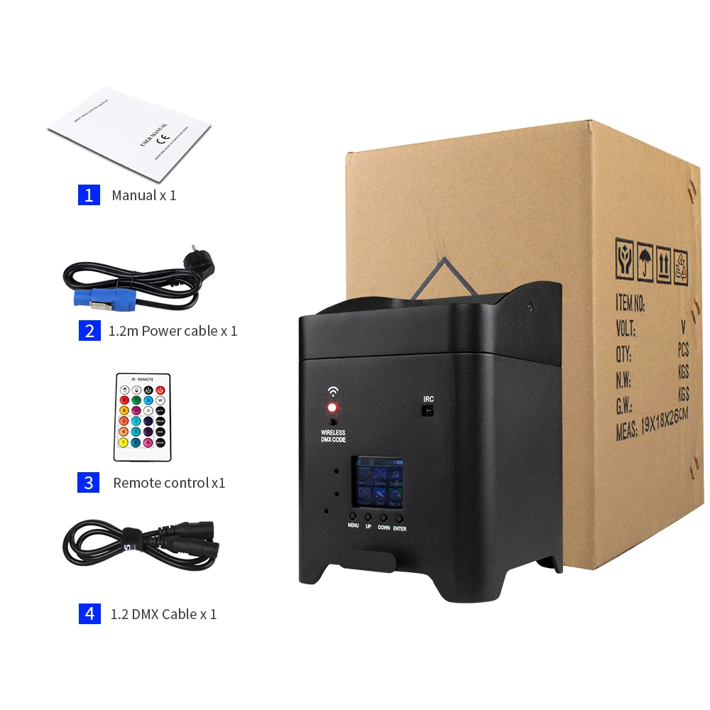 Shehds Wireless Remote Control Wifi APP Smart LED Par 6x18W 6in1 RGBAW+UV Battery Lighting for  Party Stage