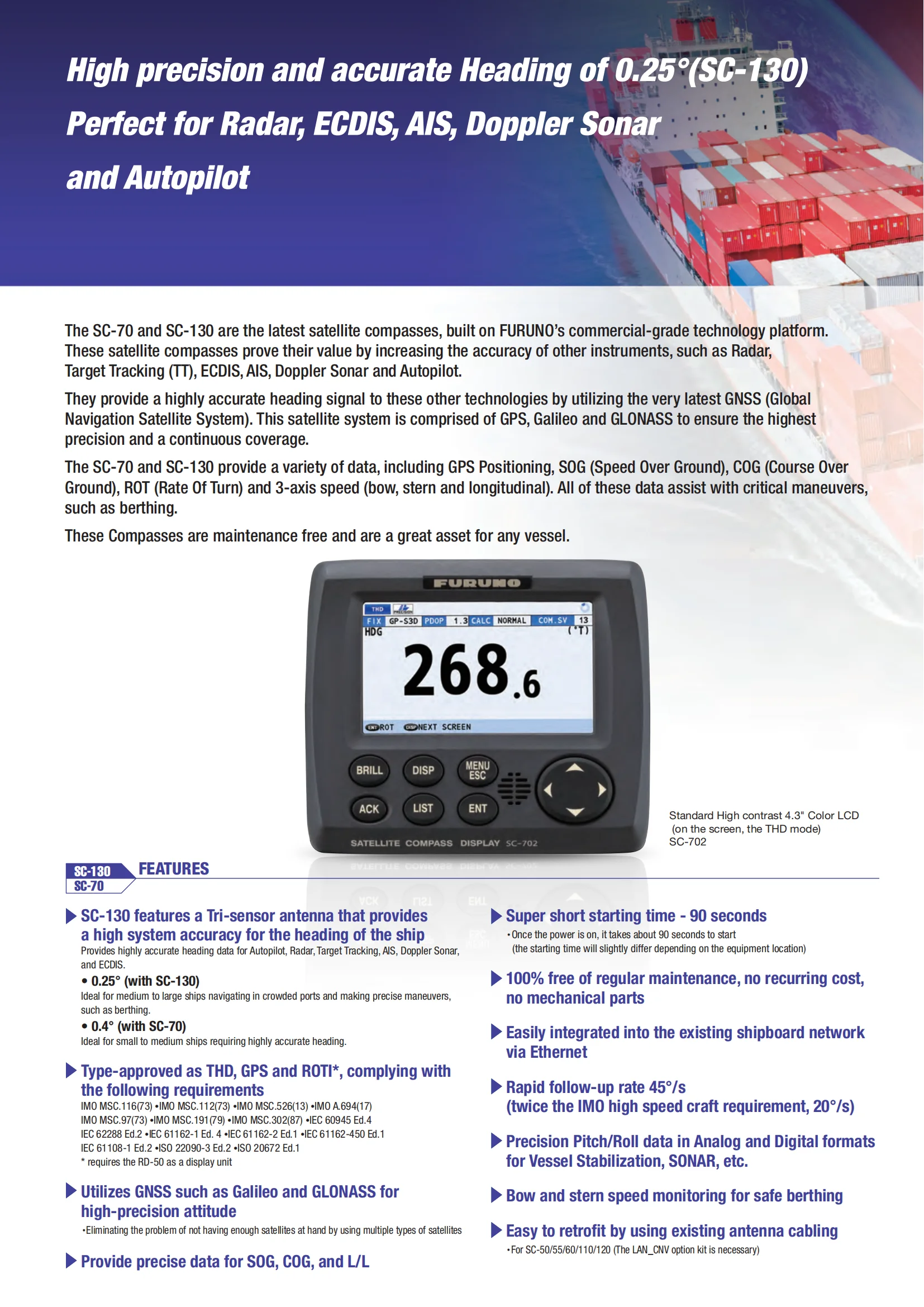Furuno Satellite Compass GPS SC130 - High Accuracy Vessel Navigation