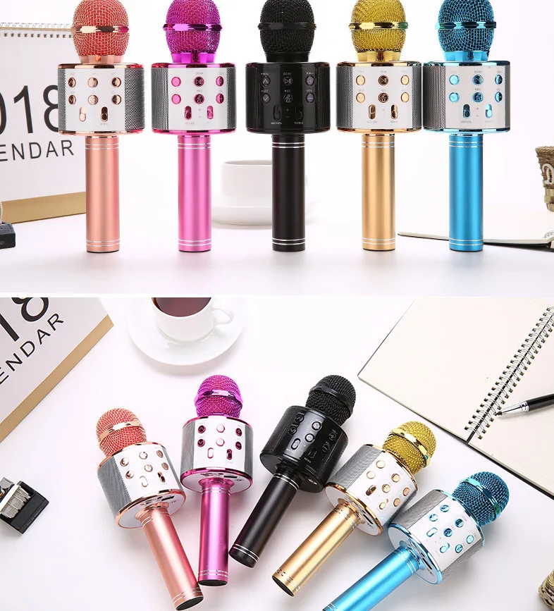 Multifunctional 858 Wireless Blue Tooth Microphone Handheld Microphone Come With Audio One Kgobo Mobile Kids Singing Microphone