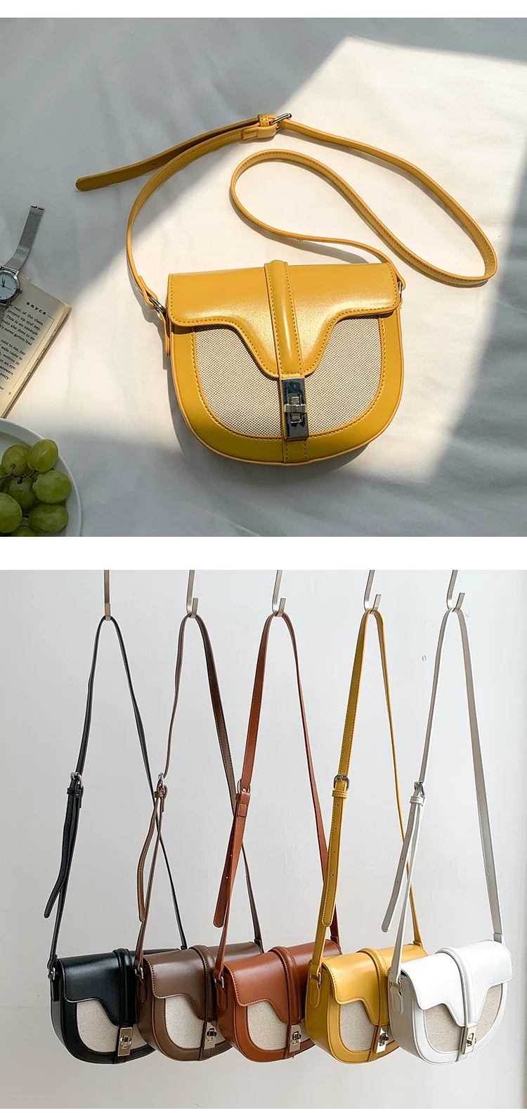 Custom Logo Mini Saddles Bag Pu Leather Stitching Colours Fashion ...