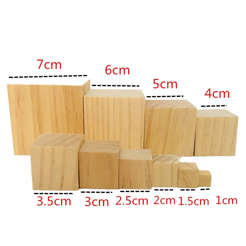 3cm 4cm Pine Wood Square Block Natural Soild Wooden Cube Crafts