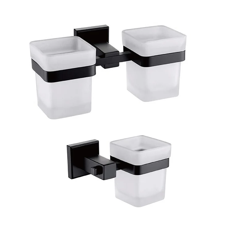 Stainless Steel Bathroom Hardware Set Black Matte Paper Holder Toothbrush Holder Towel Bar Bathroom Accessories