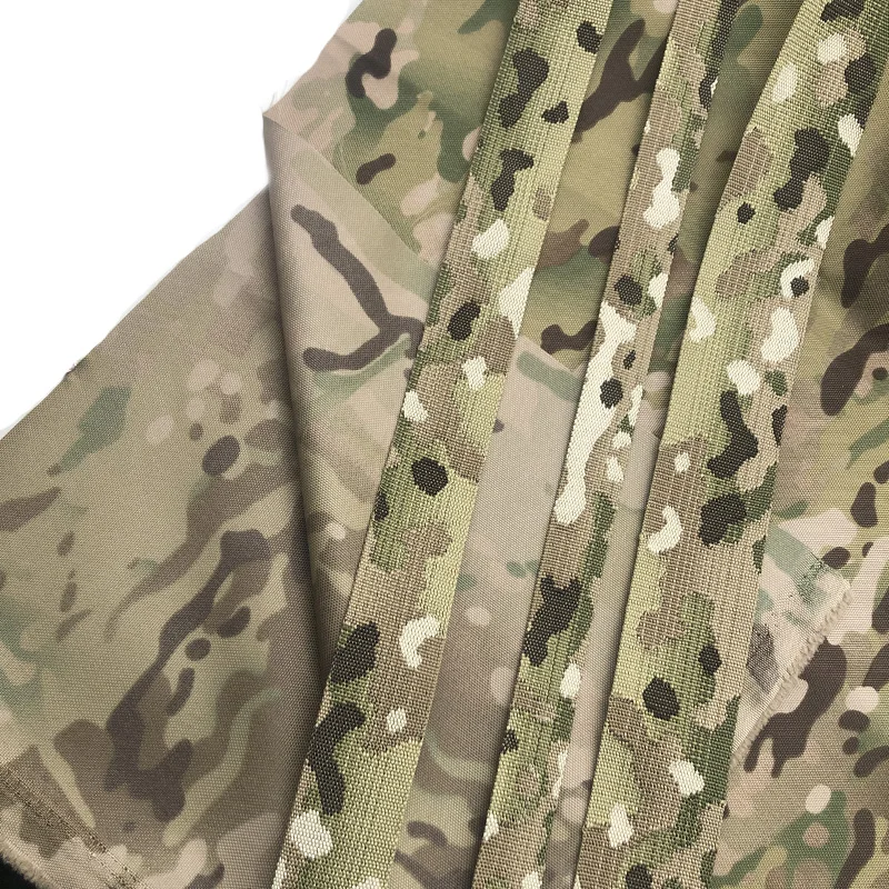 Nylon Polyester Atac Multicam Camouflage Webbing for Backpack Camo Milspec Printed Jacquard 25mm 38mm 50mm Printed Elastic Fig