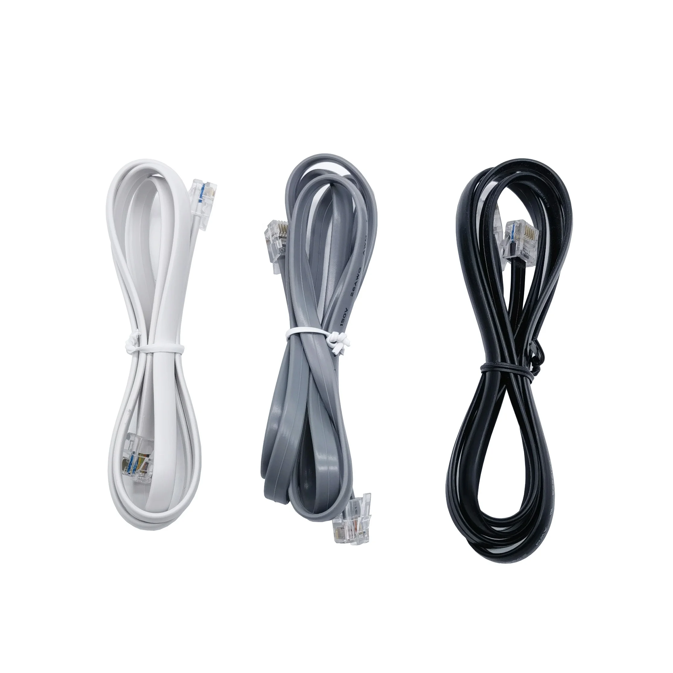 rj11flat telephone communication cable 26awg copper conductor 6p6c RJ12 ...