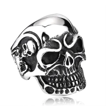 SS8-068R steel soldier punk skeleton skull biker stainless steel ring gothic style titanium steel men charm jewelry