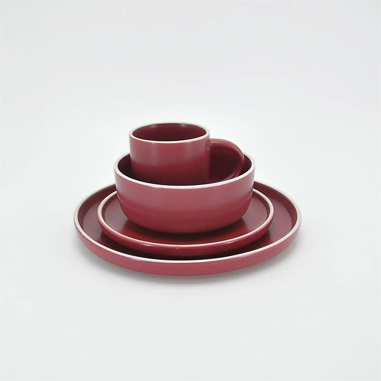 Dishwasher safe ceramic set dinnerware color glazed matte ceramic dinnerware ceramic tableware with white edges