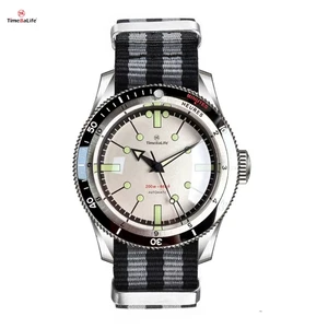 OEM Custom Logo 20ATM 120 Clicks Bezel Nylon Band Ceramic Insert PT5000 Movement Double Bow Sapphire Mechanical Watch Men