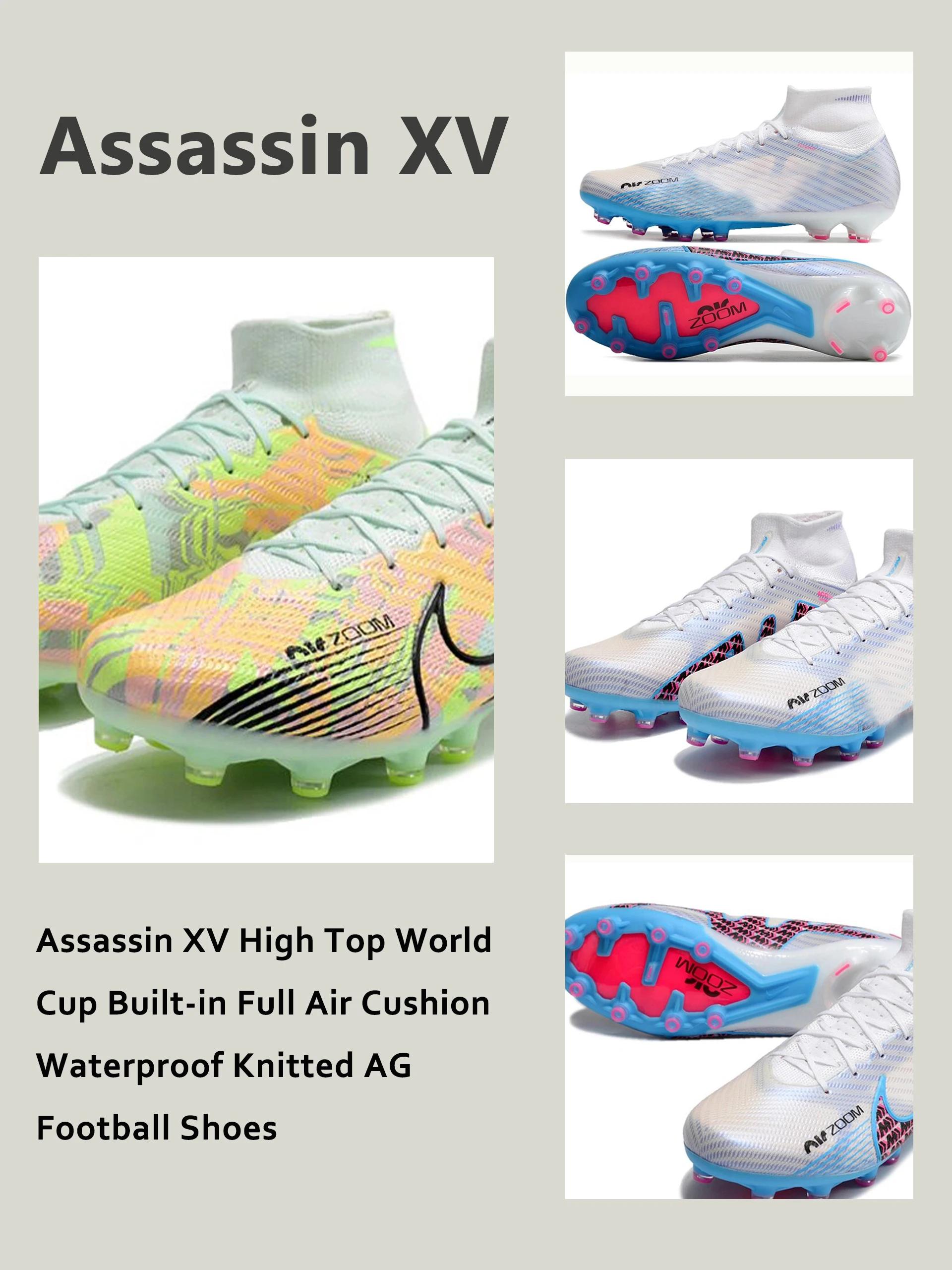 Customised Logo Assassin 14 High Top Full Waterproof Knitted Soccer ...