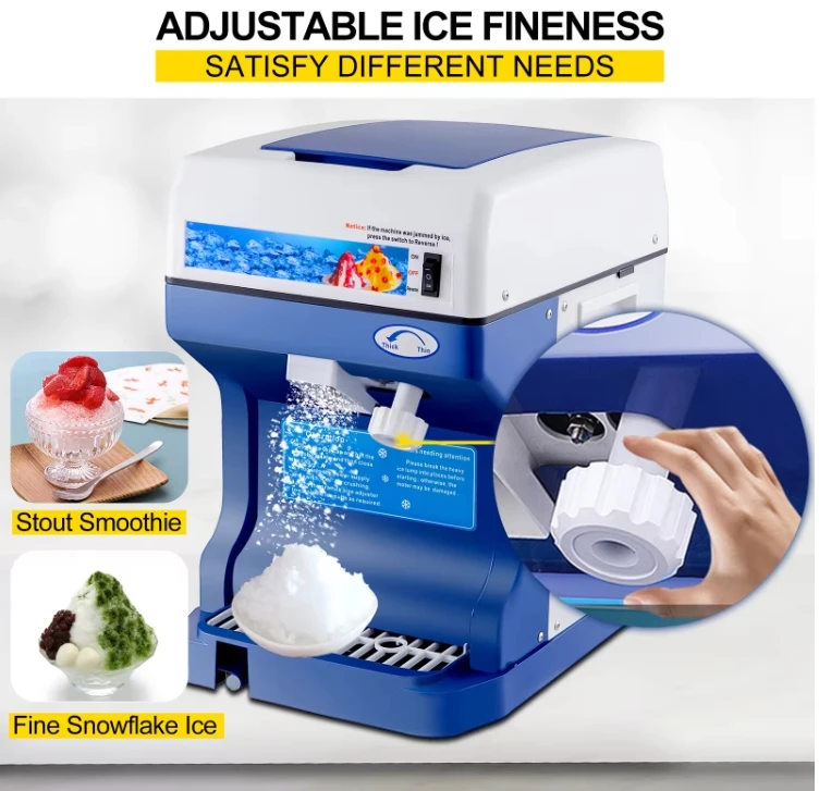 Commercial Ice Shaver Crusher 120 Kg/h Electric Snow Cone Maker Machine Small Commercial  Machine Plastic Guangzhou factory