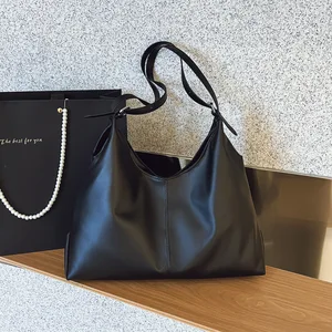 Fashion Solid Color Women's Bag PU Leather Large Capacity Shoulder Bag Retro Handheld Tote Bag for Women