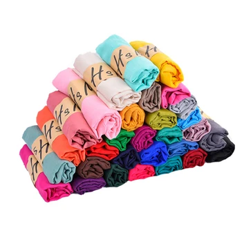 New fashion solid color candy color cotton and linen monochrome muslim hijab scarf cotton
