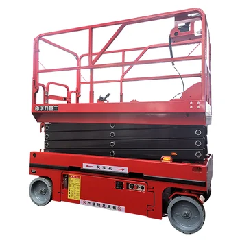 Mobile hydraulic scissor lift platform narrow aisle operation self-propelled scissor lift truck