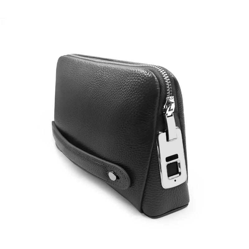Fingerprint Lock Wallets Big Capacity Phone Bag Card Holder Zipper Leather Fingerprint Lock Wallet for Men
