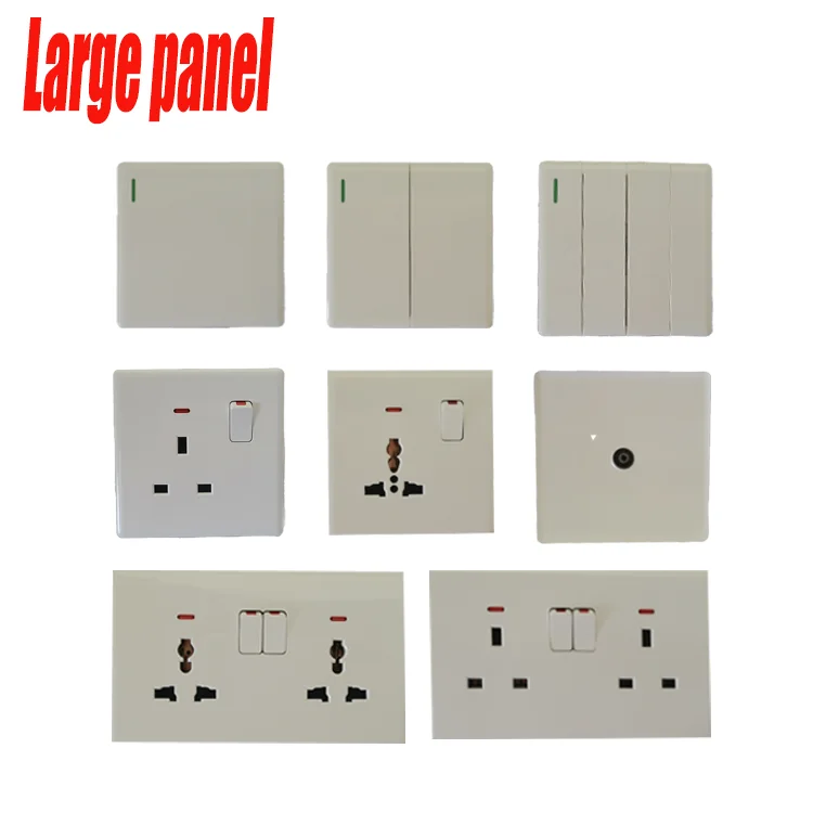 VNX 2026 UK Standard Luxury Large Panel Modern Style White Electric 2 Gang High Quality Wall Switches for Home Hotel