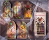 Crimson stained glass window