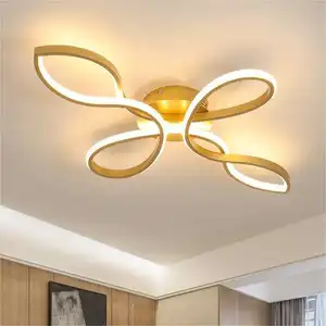 Zeal Lighting Minimalist Modern Ceiling Lamps Living Room Bedroom Gold Black Ceiling 4heads Led Strip Lights